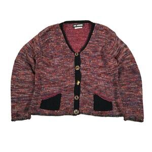 Vintage Multicolor Knit Cardigan Sweater 90s Ani Barrie Made USA Petite Medium